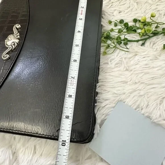 Brighton Black Leather Binder with Croc Emboss and Silver Decorative Clasp - Picture 10 of 13